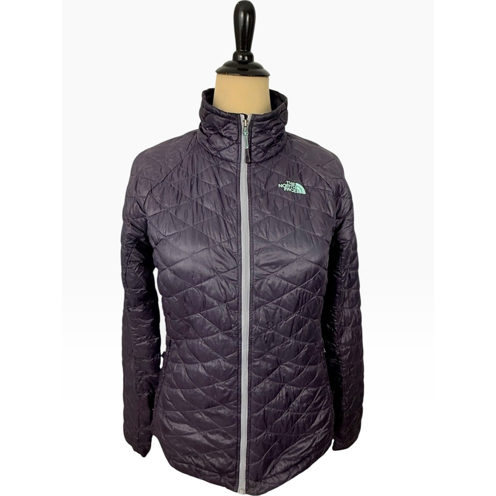 The North Face Womens Thermoball Puffer Jacket Quilted Medium Gray Teal